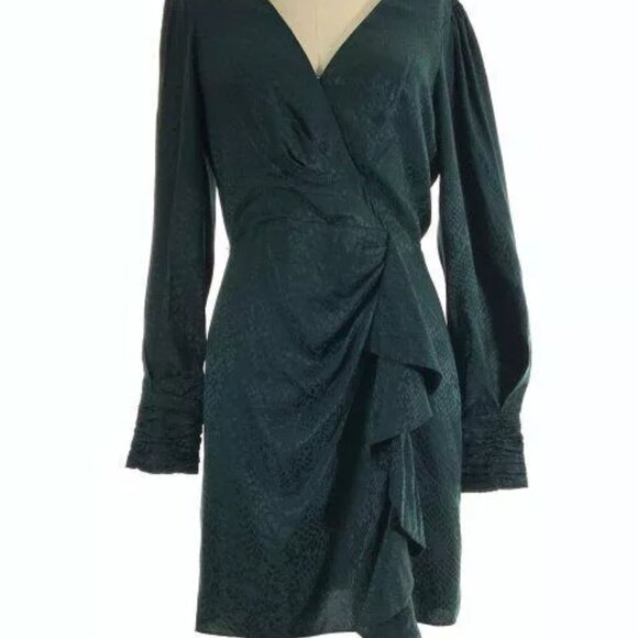 Parker Dark Green Silk Wrap Dress Size 4 / Small - Picture 15 of 15